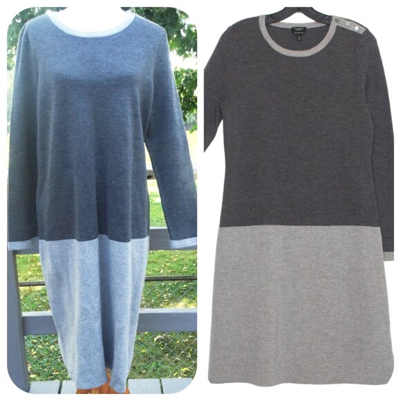 TALBOTS Plus Size 14W Italian Merino Wool Sweater Shift Dress, color block - Picture 1 of 8